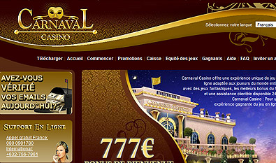 Casino carnaval - machines &agrave; sous, jeux de cartes, poker en ligne, jeux de tables