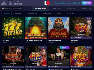 Les jeux du casino en ligne Lucky8