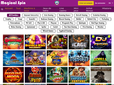 Catalogue de jeux d'argent du casino en ligne Magical Spin