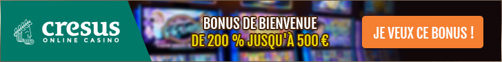 Bonus à l'inscription sur le casino en ligne Cresus