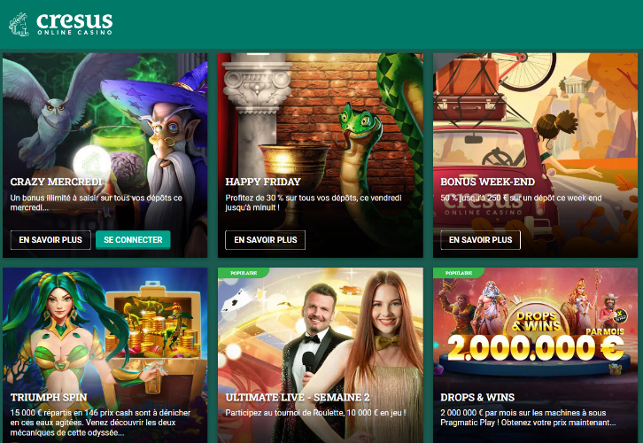 Les bonus du casino en ligne Cresus