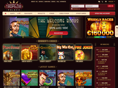 Experience an extensive range of games and exciting bonuses at Tropezia Palace online casino